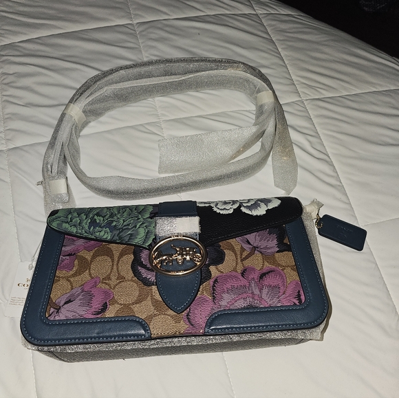 Coach Handbags - Coach 6020 Georgie Shoulder Bag - Black/Green/Khaki Kaffe Fassett NWT RARE